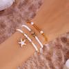 Fashionable Natural Shell Pearls Elastic Jewelry Triple Wear Neck Chain Wrist Ankle Decoration Coastal Styles Use