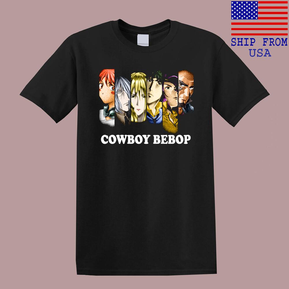 

COWBOY BEBOP CAST Anime Cartoon Men#039;s Black Size S5XL Unisex T-Shirt XXXXL