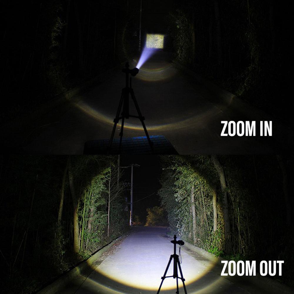 Super Bright LED Flashlight Rechargeable Torch Portable Work Light Outdoor Camping Light Can Telescopic Zoom Support USB Output