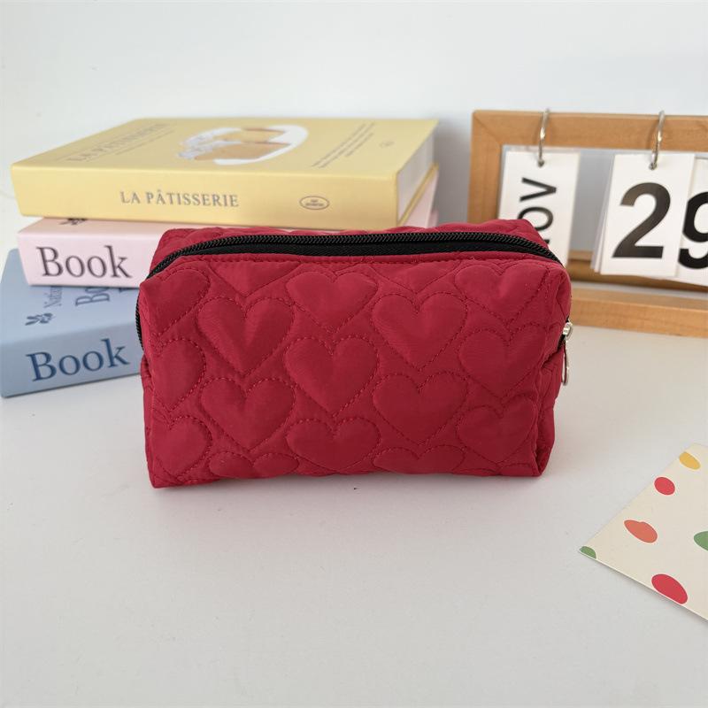 New Quilted Makeup Bag for Women Cosmetics Organizer Portable Travel Skincare Toiletry Bag Student Stationery Pouch Pencil Case