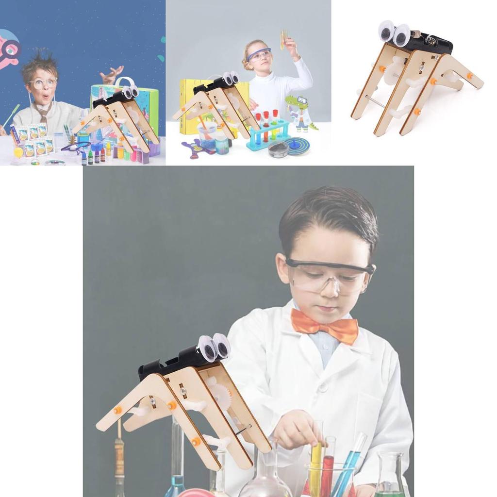 Wooden Diy Spider Bionic Robot Science Experiment Stem Educational Toy For Kids