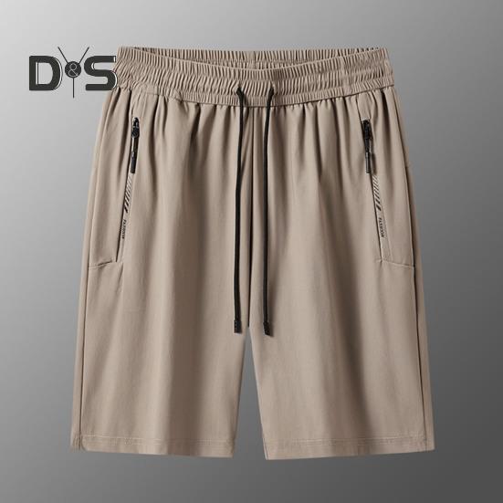 Pantaloni scurți pentru bărbați, talie elastică, talie medie, respirabili, cu buzunare, uscare rapidă, pantaloni scurți subțiri din mătase glacială, pentru timpul liber