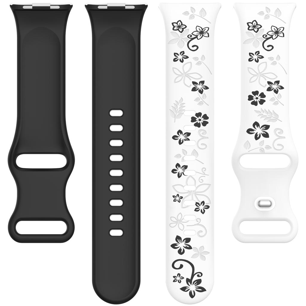 Kwiaty Rzeźbione 3D Do Xiaomi Smart Band 8Pro 9 Pro Pasek do Zegarka Silikonowy Pasek Do Redmi Watch 4 5 6 Smartwatch Grawerowany Pasek