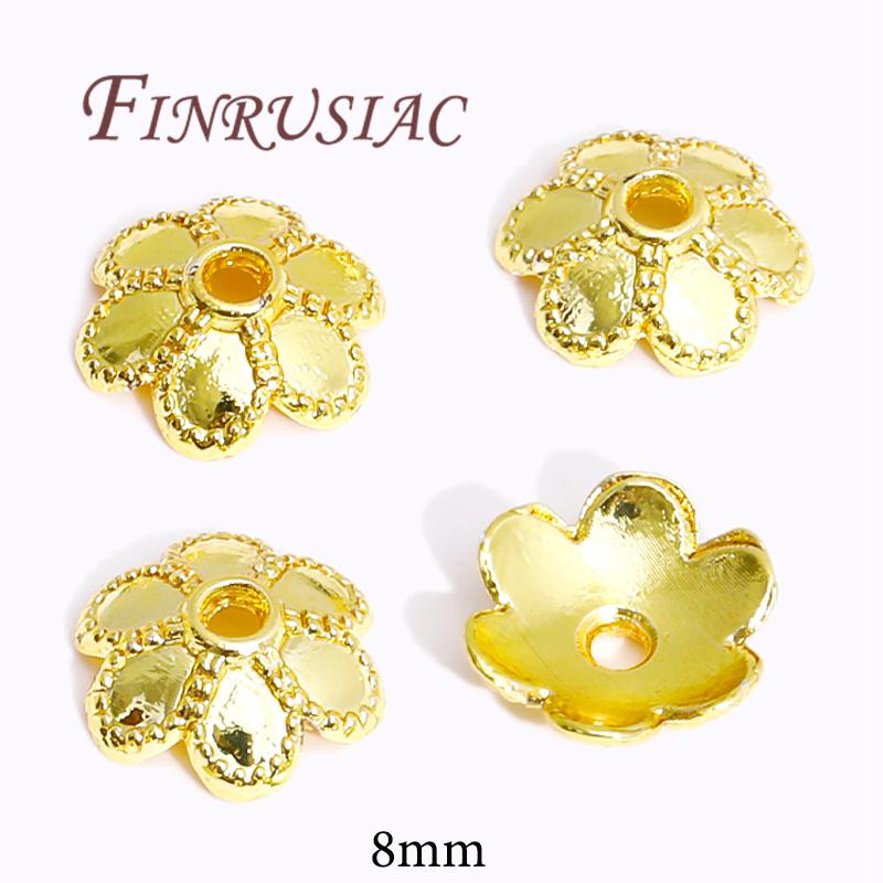 18K/14K Gold Plated Beads Cap For Jewelry Flower Bead Caps Jewelry Making Supplies Spacer Beads DIY Bracelets Accessories