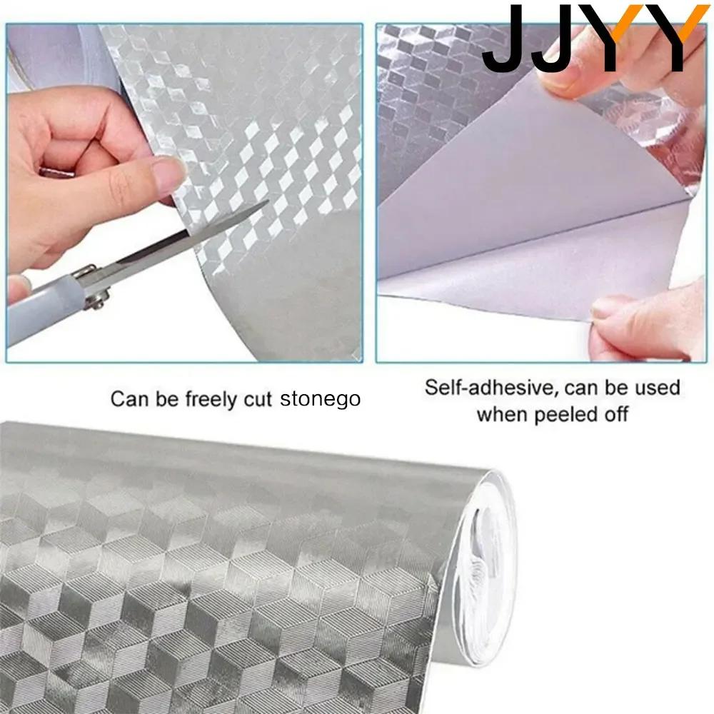 Self-adhesive Aluminium Foil Paper - Kitchen Oil & Fire Resistance High Temperature Waterproof Moisture Cabinet Tile Wallpaper