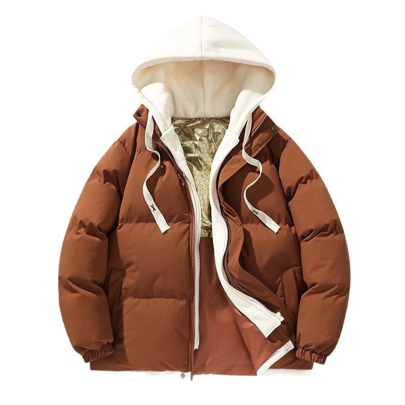 Winter Fake Two-piece Cotton Clothes for Men and Women, New Graphene Warm Thickened Hooded Bread Clothes, Couple Cotton-padded Jacket