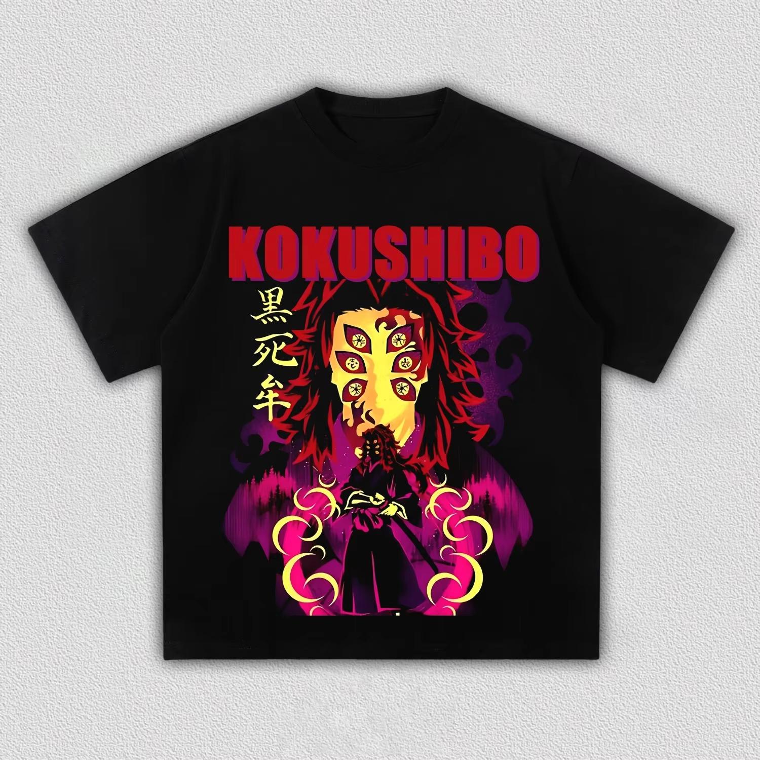 Unisex Demon Slayer Kokushibo Vintage Anime Graphic T-Shirt, Cool Streetwear Comic Art Casual T-shirt 4XL