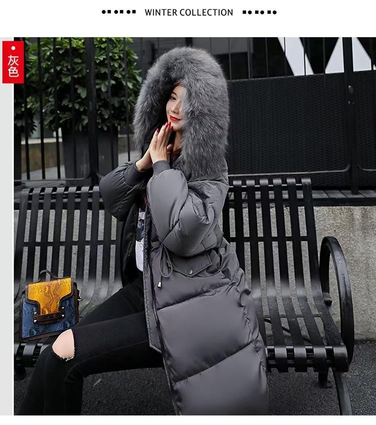 Winter new cotton-padded clothes women's big fur collar medium and long waist thickened down cotton clothes over the knee Korean coat women
