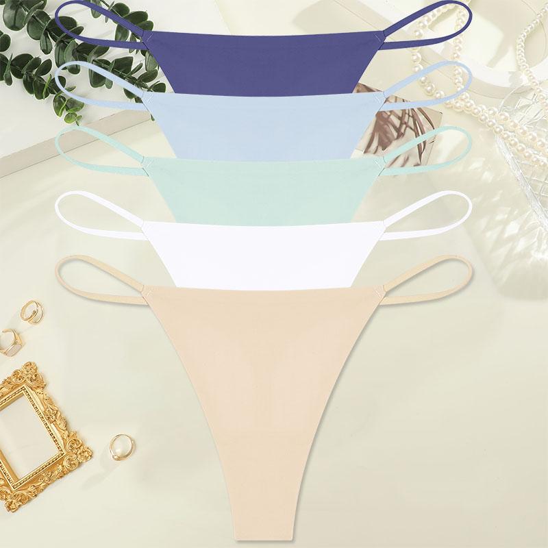 5Pcs/Set Sexy Minimalist Thong Underwear for Women Low Rise Thin Strap Seamless Soft Comfortable Briefs
