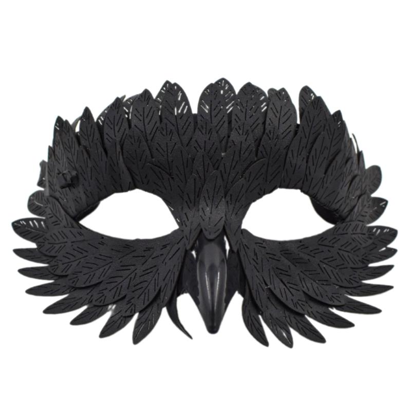 Maschera di Maschera Maschera d'Aquila Maschera Mezza Faccia Maschera per Role Playing Maschera da Festa Maschera con Becco d'Uccello e Piume Maschera per Costume di Halloween
