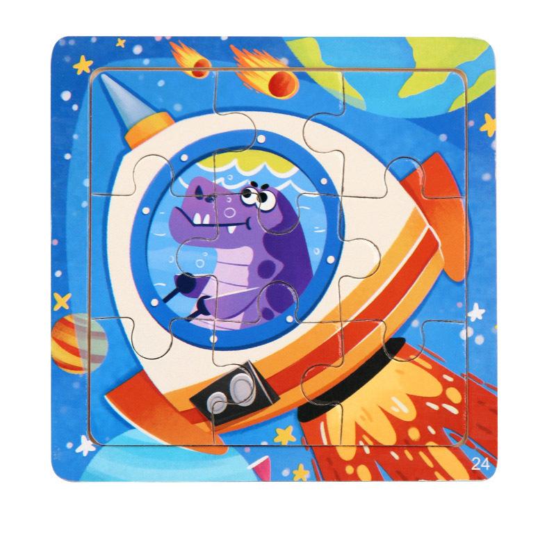 11x11cm New Wooden 3d Puzzle Cartoon Animal Dinosaur Early Learning Educational Montessori Wooden Puzzle Toys for Kids