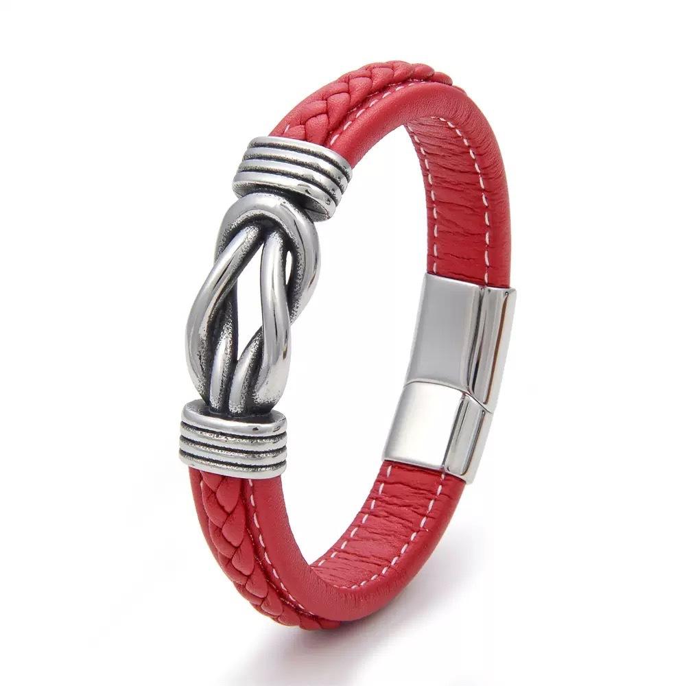 Jewelry Simple Two-color Leather Men's Bracelet Stainless Steel Magnet Buckle Trend Bracelet Creative Accessories