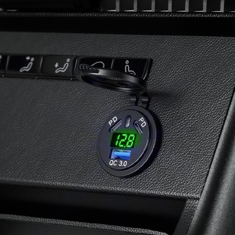 45W USB C Quick Charger 18W USB Charger Socket Waterproof with LED Voltmeter for Car Boats Marine Bus Truck Motorcycle
