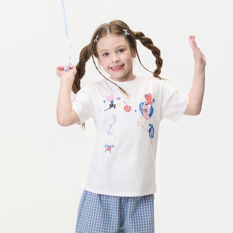 MQD Girls' Cartoon Print Casual Short-Sleeve T-Shirt