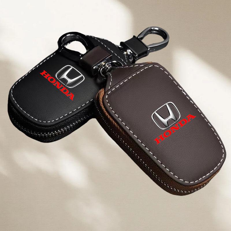VJA3  Leather Car Key Cover for Honda Civci FIT CRV Accord Jazz HRV Dio Prelude Odyssey City Pilot Key Holder Remote Case Keychain