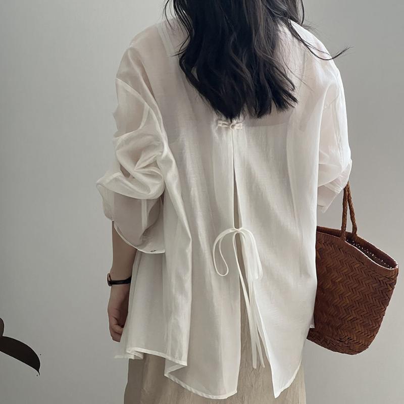 Leichtes Tencel Sonnenschutzhemd Jacke für Damen Hemd mit Rückenschlitz im Sommerlichen Stil Langärmeliges Oberteil