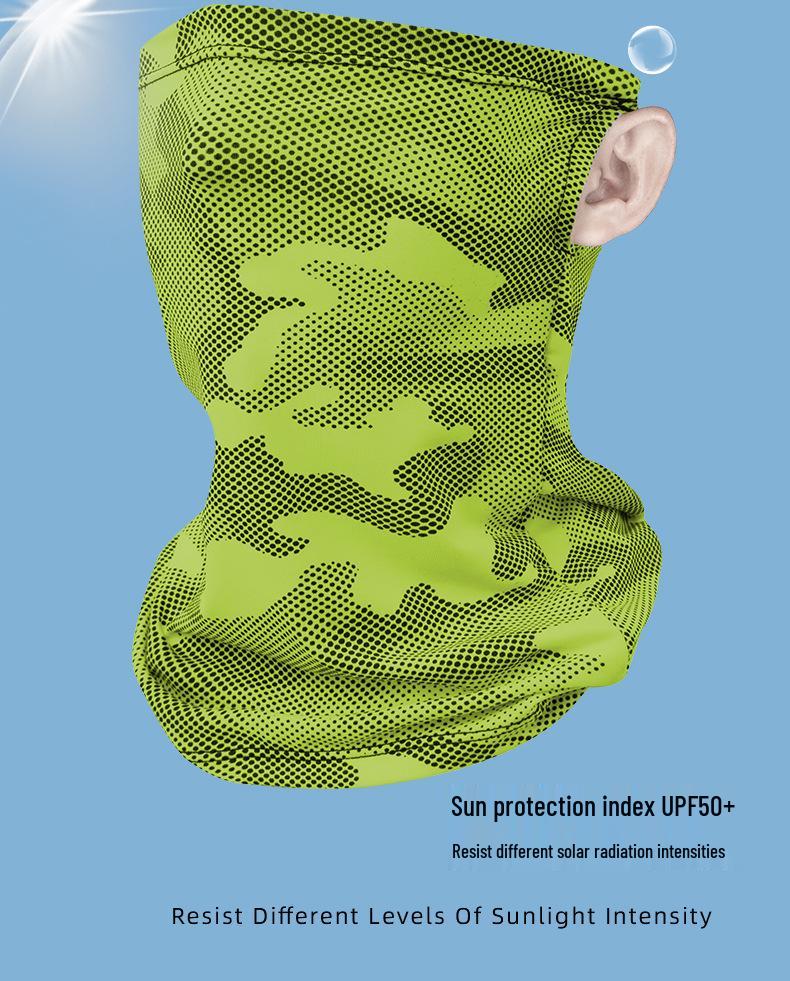 Camouflage Ice Silk Neck Gaiter: UV Protection Cycling Mask with Ear Loops