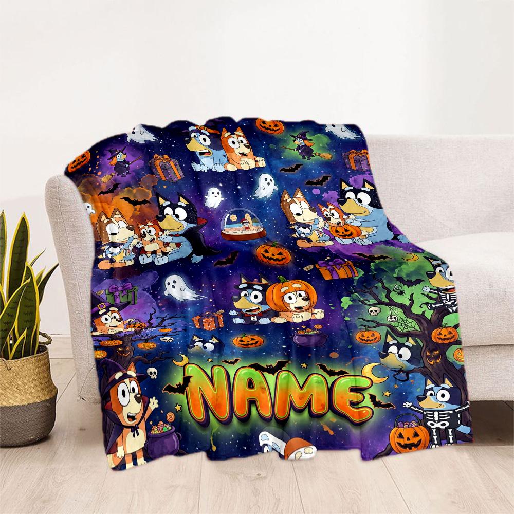 Halloween Friends Trick-or-treat Customize Your Name Blanket Gift Customizable Blanket Warmthful Decor Throw For Seaside Couch Livingroom Bedding