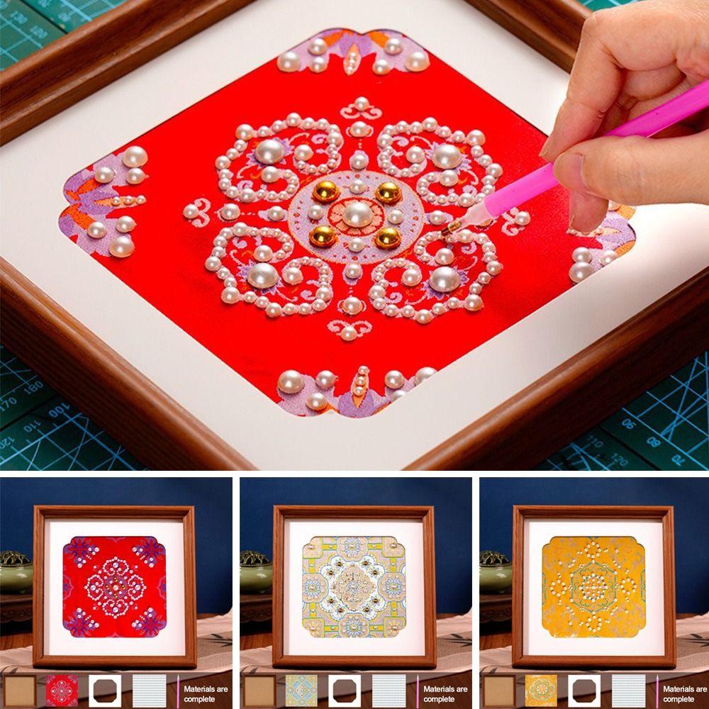 Song Jin Fabric Pearl Paintings Material Kit Engraved Pattern Simulated Pearl DIY Pearl Paintings Kit Handmade
