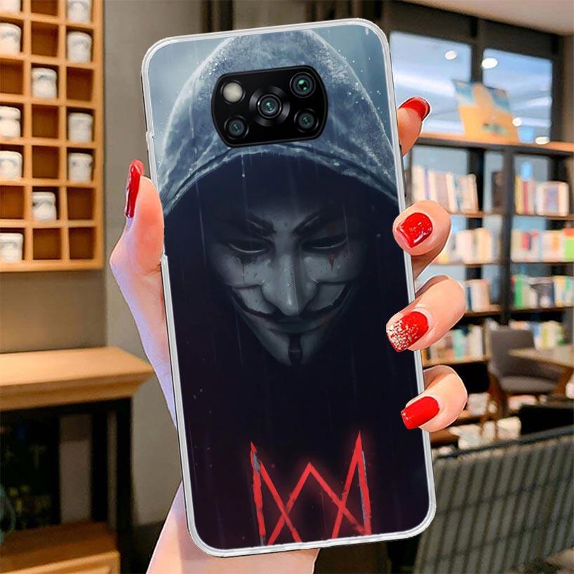 Anonymous V Mask Cover Phone Case For Xiaomi Poco F7 Ultra X7 X6 X5 Pro M7 Redmi 15C 15 13C 13 12C 12 10C 10 9A 9C 9T 9 Shell Po