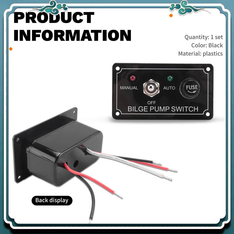 Premium DC 12V Fused Marine Bilge Pump Switch Panel With LED Indicator Light Manual/Off/Auto 3-Way Toggle Switch
