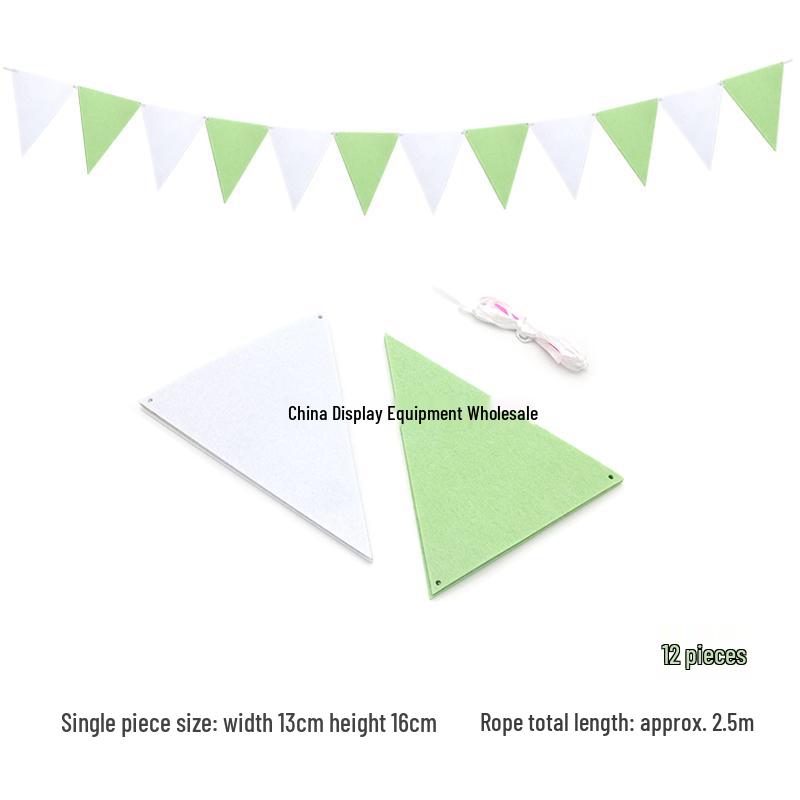 Triangle Flag Bunting for Kindergarten Decoration - Children's Room & Birthday Party Decor with Girlish Heart Design