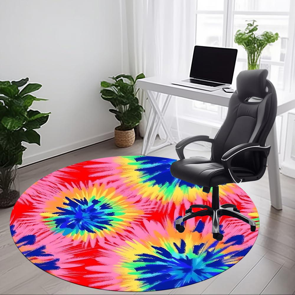 1PC Tie-Dye Pattern Chair Carpet for Office Non-Slip, Lightweight, Machine Washable Rug for Office, Sleeping, Room - Holiday DecorPolyester,
