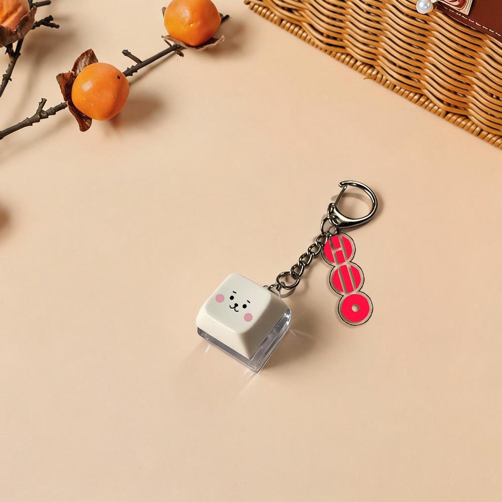 BTS Character Keycap Keychain, Cute Face Keyboard Key Pendant, Bangtan Boys ARMY Fans Bag Charm JIN