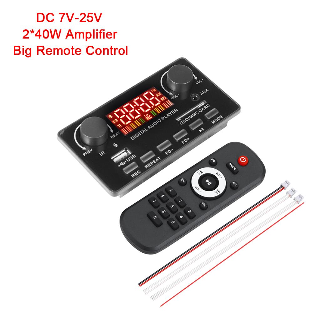 2*40W MP3 WAV Decoder Board Bluetooth 5.0 80W Amplifier Support USB TF FM Radio Mp3 Music Player Speaker Handsfree Car Audio