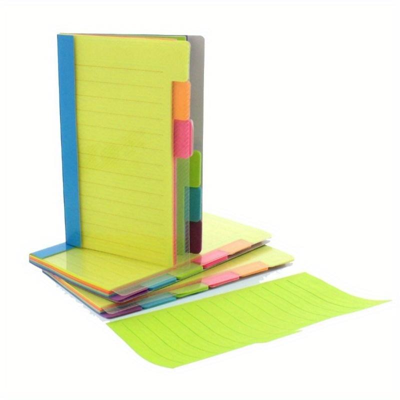 1Pc Divider Sticky Notes, Tabbed Self-Stick Lined Note Pad, 60 Ruled Notes, Assorted Neon Colors Index Sticky Notes