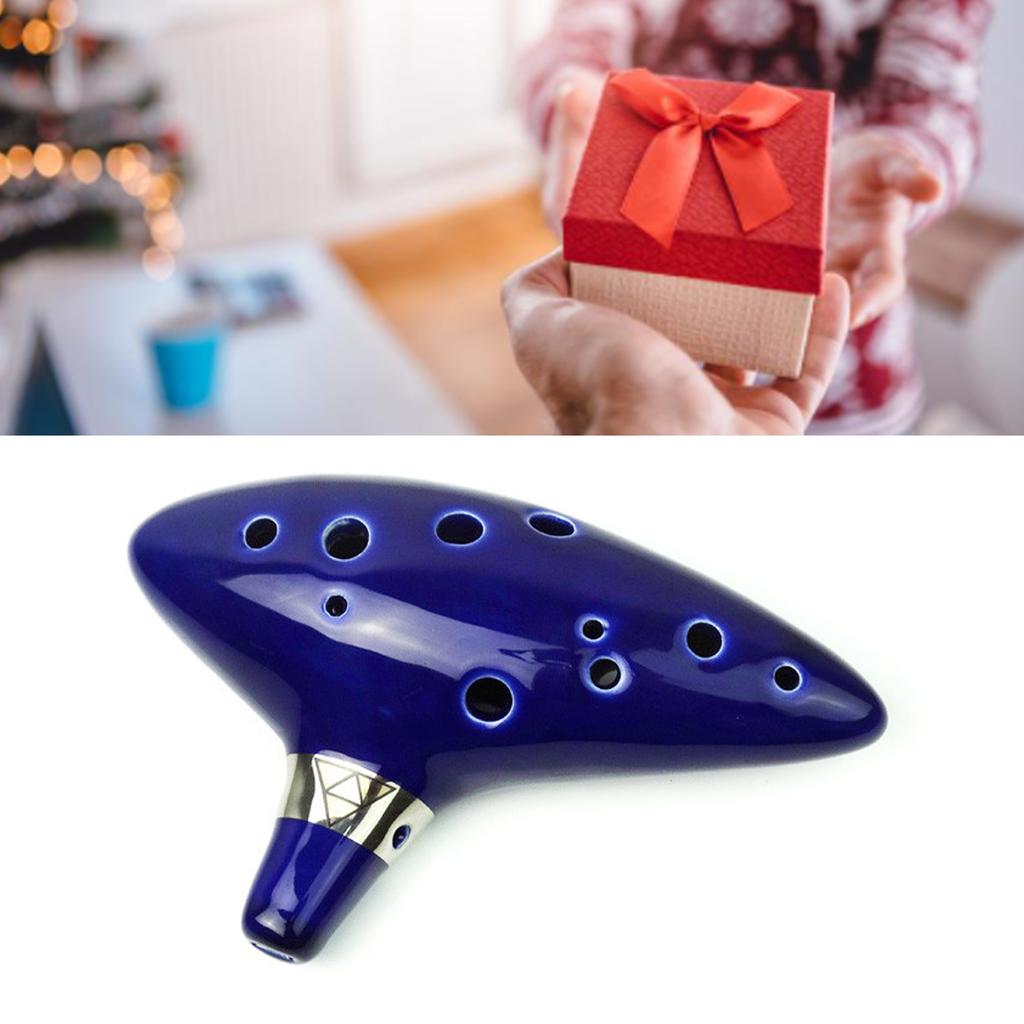 12 Holes Alto C Porcelain Ocarina with Holder Gift Box Lanyard Mini Wind Instrument for Beginners