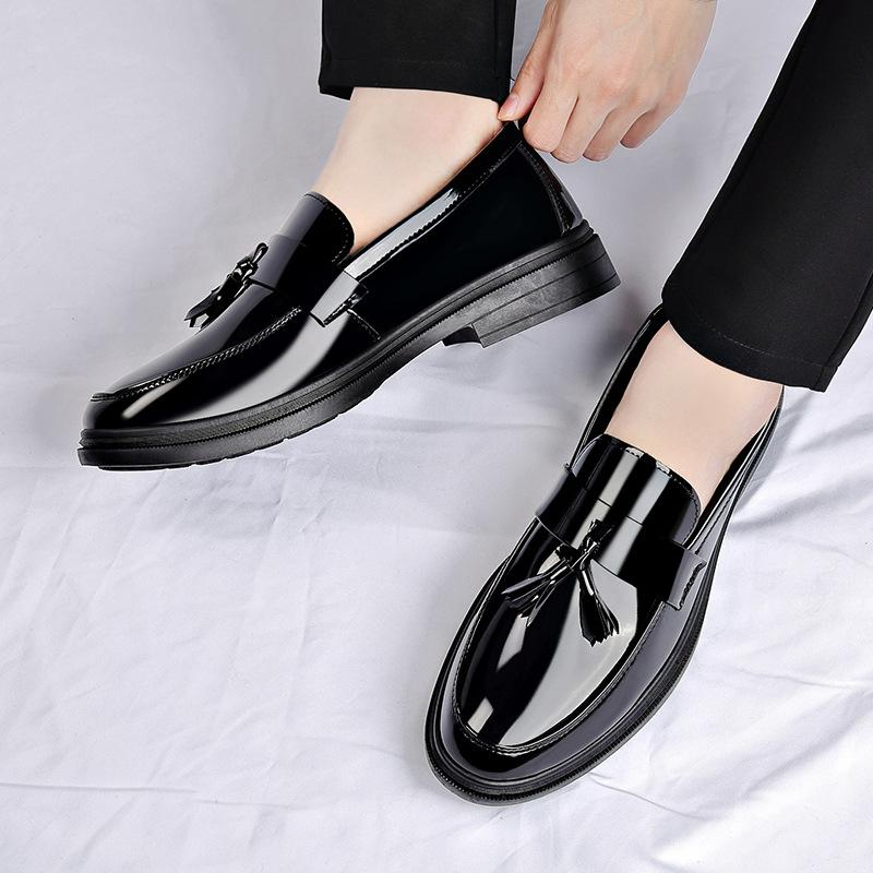2025 new mirror men's shoes business casual British fringed leather shoes men's loafers invisible heightening shoes
