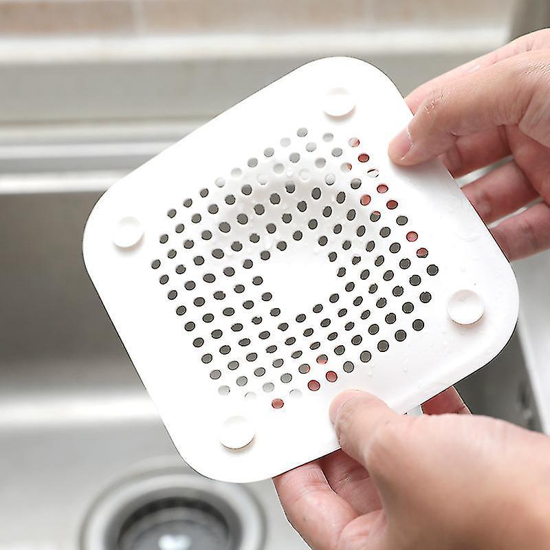 Other Sink Accessory 2 Pieces Floor Drain Hair Strainer Bathroom Sewer Round Kitchen Sink Sewer Hair Anti-clogging Cover, White Scrollsqy
