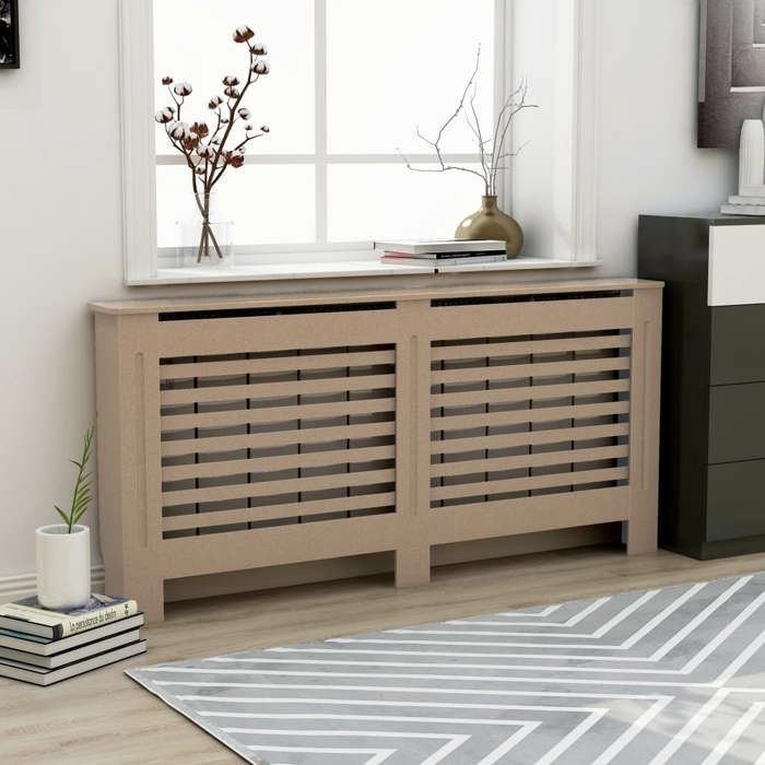 Cache-radiateur en MDF brun - vidaXL - 172x19x81 cm - Design à lattes