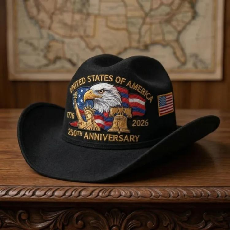 Fashionable Patriotic Embroidered Cowboy Hat Headwear Accessories For Holiday Gatherings And Outdoors adventure