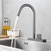 304 Stainless Steel Single Hole Waterfall Hot And Cold Kitchen Faucet Grey Pull Out Rotation Kitchen Sink Tap Multifunctional