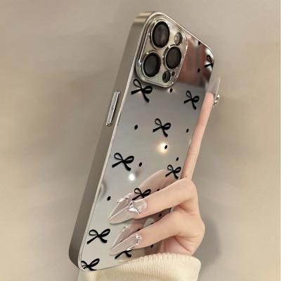 Simple Bow for Apple 16 Promax Personalized 15 New 14 Mobile Phone Case for IPhone 13 Mirror Creative
