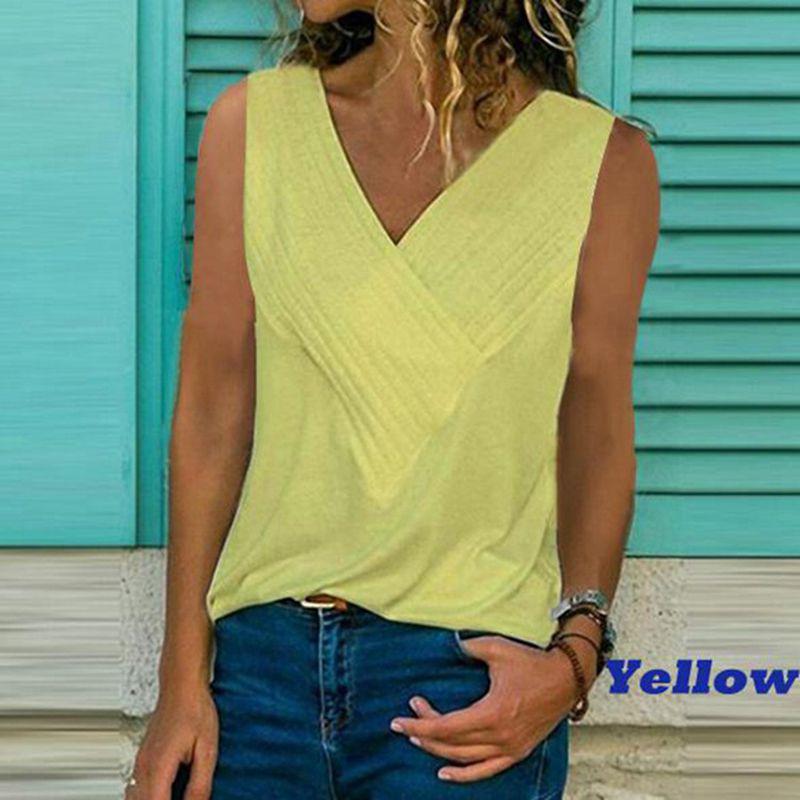 Premium Quality Women Sleeveless Blouse Vest Top Summer Casual V Neck Tank T-shirt Beach Shirts For Effortless Style