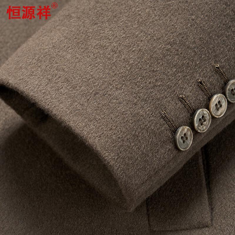 Hengyuanxiang Men's Wool Blend Mid-Length Overcoat with Down Liner