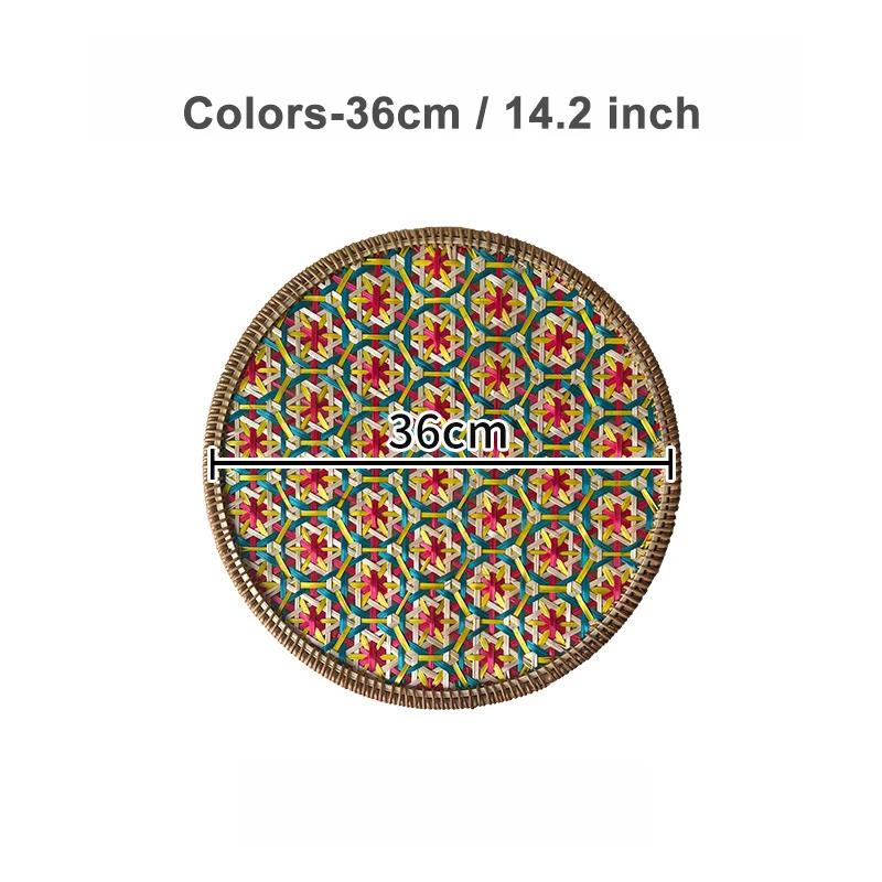 Nordic Rattan Decorative Tray Natural Wicker Handwoven Home Decor Rattan Insulation Mat Southeast Asian Ethnic Wall Decoration