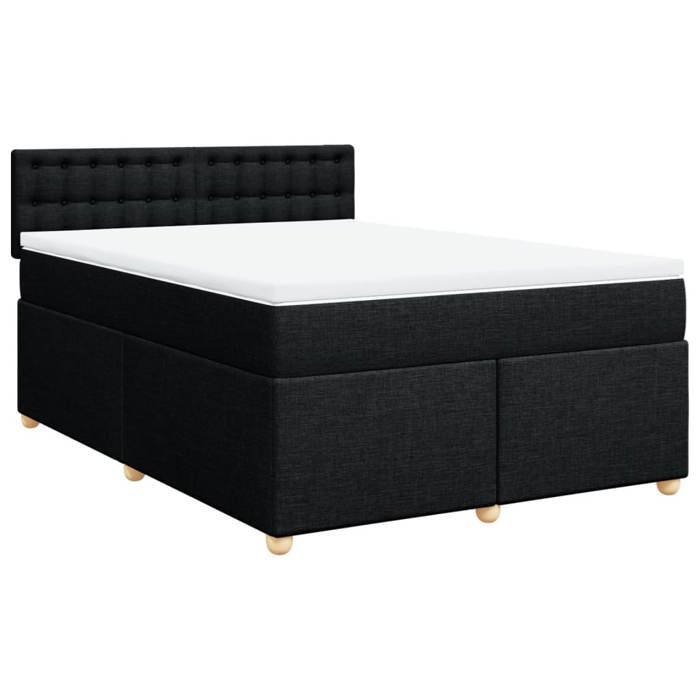 VidaXL Slat Bed Base with Mattress Black 140x200 Cm Fabric 3286719