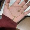 Medieval Style Golden Cross Iris Necklace Female Versatile Temperament Collarbone Chain Light Luxury High-End Jewelry