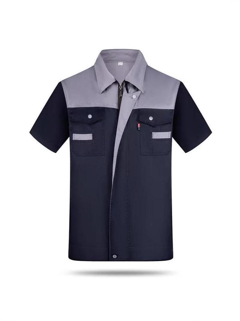 Custom Short Sleeve Workwear Set for Auto Repair and Construction - Wear-Resistant Labor Protection Clothing