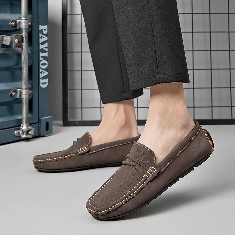 Fashion 2025 Fashionable Spring Suede Men's Comfortable Bean Shoes Korean Version Trendy Versatile One Foot Soft Sole Anti Slip Loafers