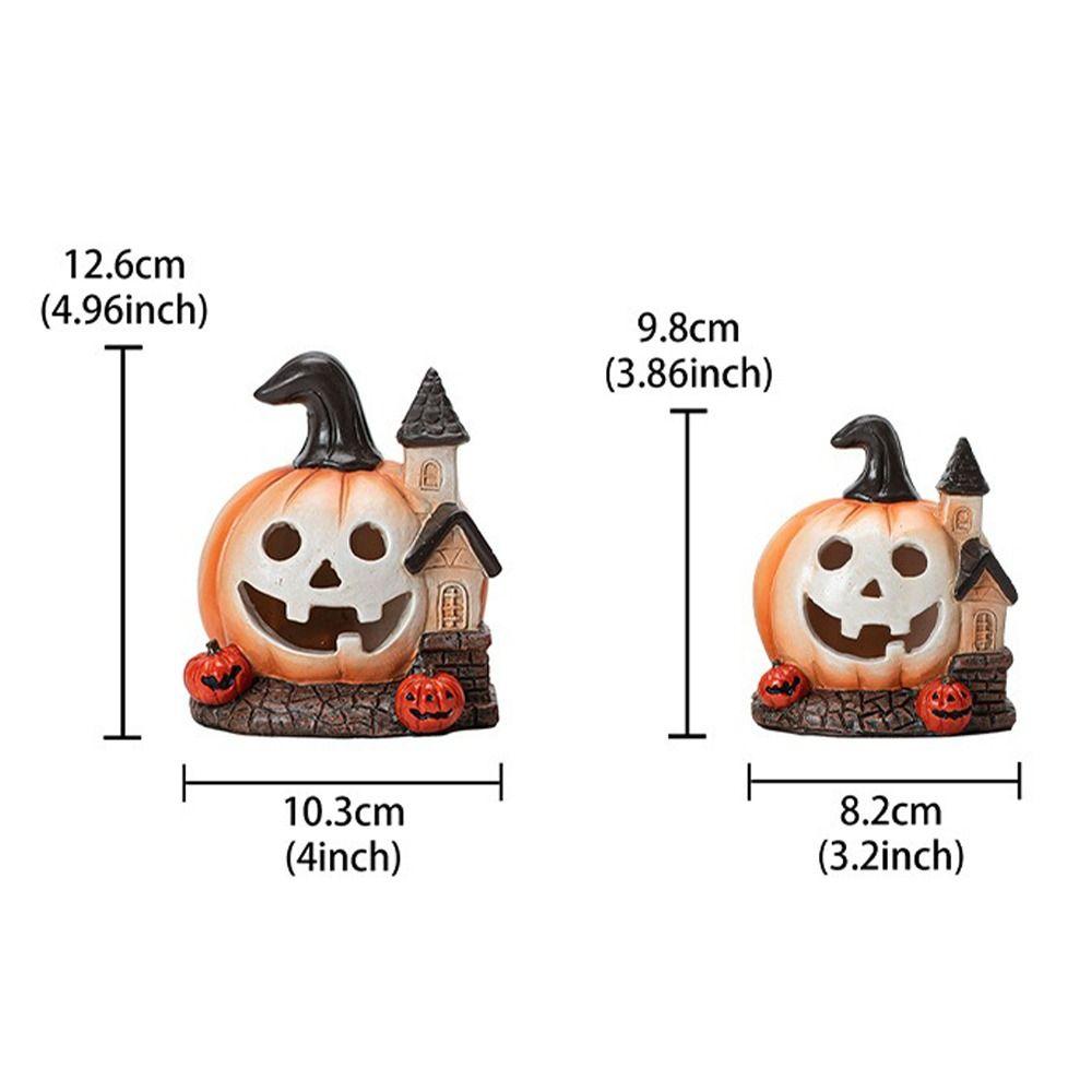 Resin Halloween Pumpkin House Scary Haunted House Ornaments Pumpkin Sculpture  Festival Decor
