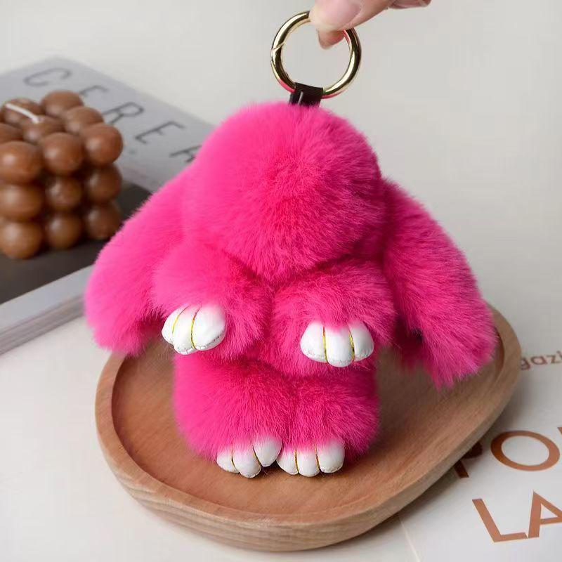 Cute Bunny Plush Pendant Keychain - Rex Rabbit Ornament
