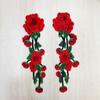 1 Paar rote Blumen-Stickapplikationen zum Basteln, Nähen, Blumen-Patch, Kleidungszubehör, Scrapbooking