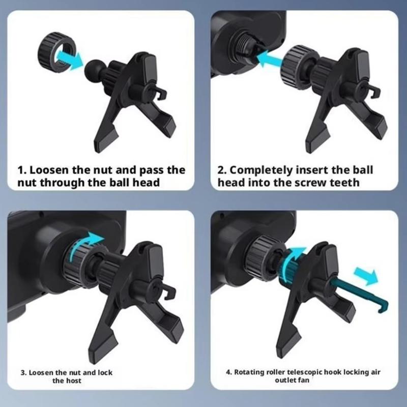 Stable Three Prong Hook Car Phone Holders Electric Rotation 15W Wireless Charging Metal Frame Designs for Road Trips