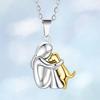 Fashionable Girl'S Puppy Hug Pendant Necklace, Cute And Adorable Pet Design, Versatile Girl'S Neckline Accessory