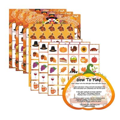 Festival Thanksgiving Bingo Spielkarten Set Spielzeug Einfach zu spielendes Kartenset für Schule Geburtstag und Familientreffen